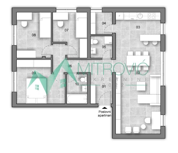 Glavna slika -Poslovni apartman sa krovnom terasom i parkingom, 80m² (Šifra:1004532)