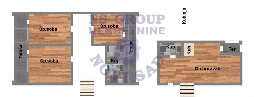 Slika 3 - Troiposoban, 76m2, Veternik Novi Sad, sa terasom
