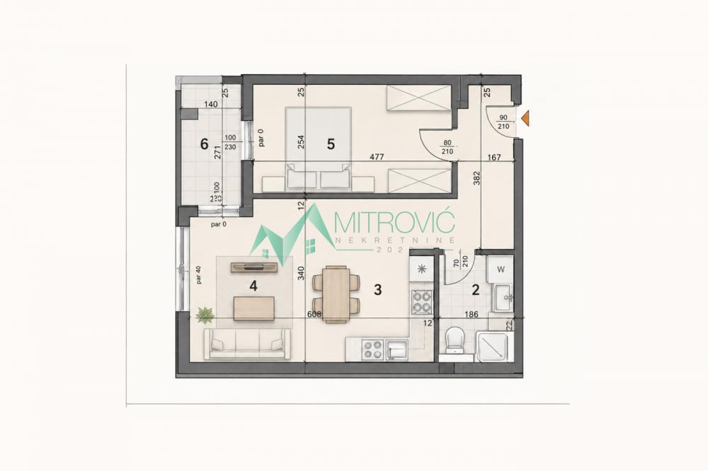 Glavna slika -Dvosoban, 45m2, Telep Novi Sad, ima lift