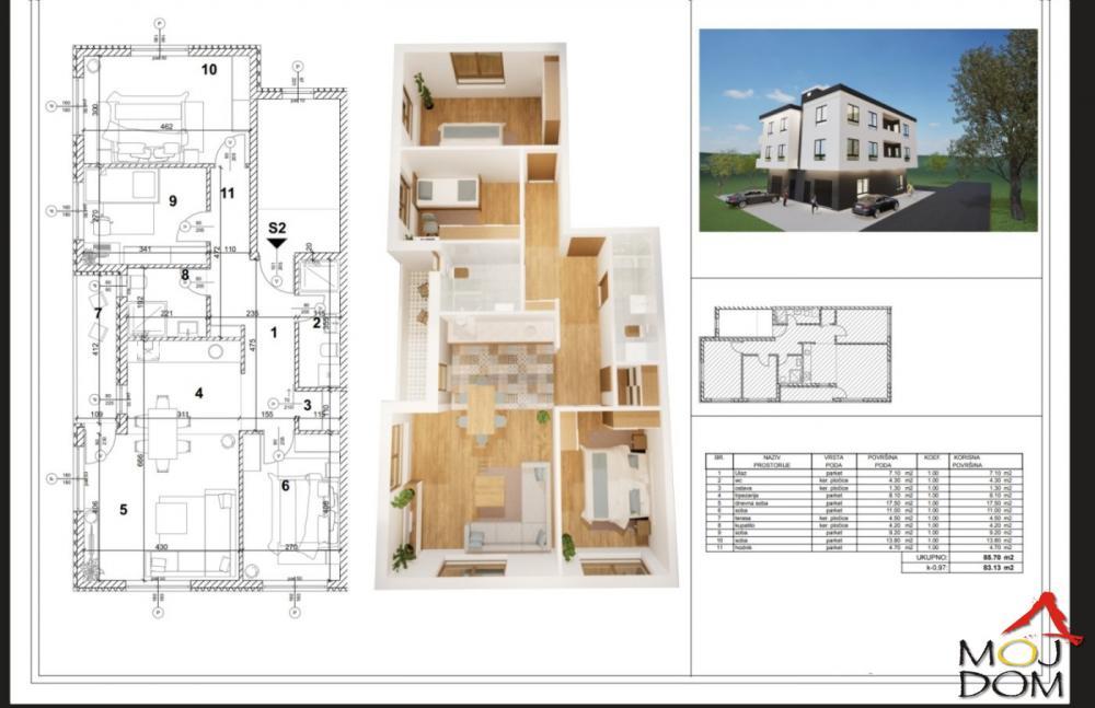 Glavna slika -Stan,NOVI SAD,LIPOV GAJ,kv: 83, € 162700, ID: 1032582