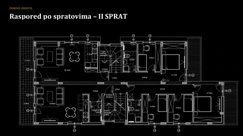 Slika 4 - Trosobni i četvorosobni stanovi 72m 89m sa krovnim terasama u izgradnji Adice