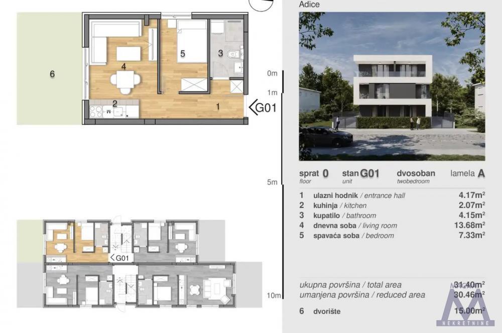 Glavna slika -Stan,NOVI SAD,ADICE,kv: 30.45, € 56500, ID: 1019422