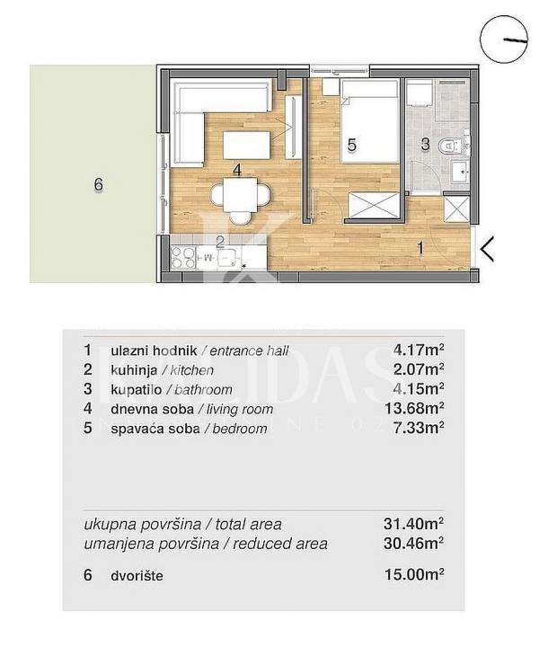 Slika 1 - Stan,NOVI SAD,ADICE,kv: 30, € 56450, ID: 1008905