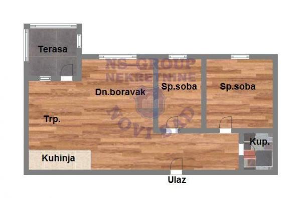 Slika 6 - Trosoban, 58m2, Nova Detelinara Novi Sad, sa terasom, ima lift