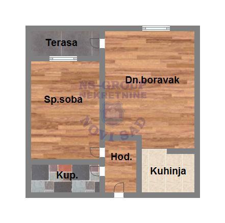 Slika 8 - Dvosoban, 51m2, Nova Detelinara Novi Sad, sa terasom
