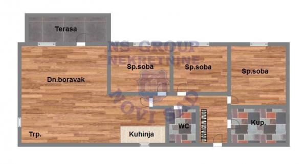Slika 10 - Troiposoban, 74m2, Veternik Novi Sad, sa terasom