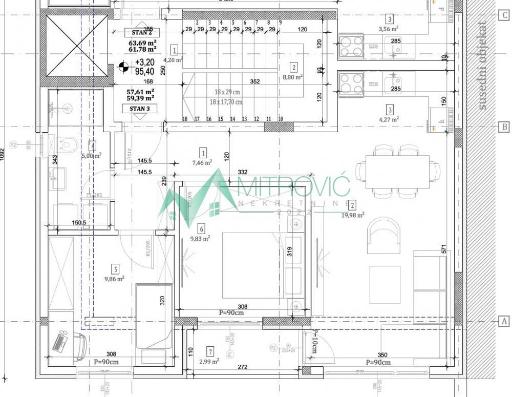 Glavna slika -Petrovaradin, Novi Majur - Dvoiposoban stan 58m2 u luksuznoj smart home urbanoj vili sa povratom PDV 