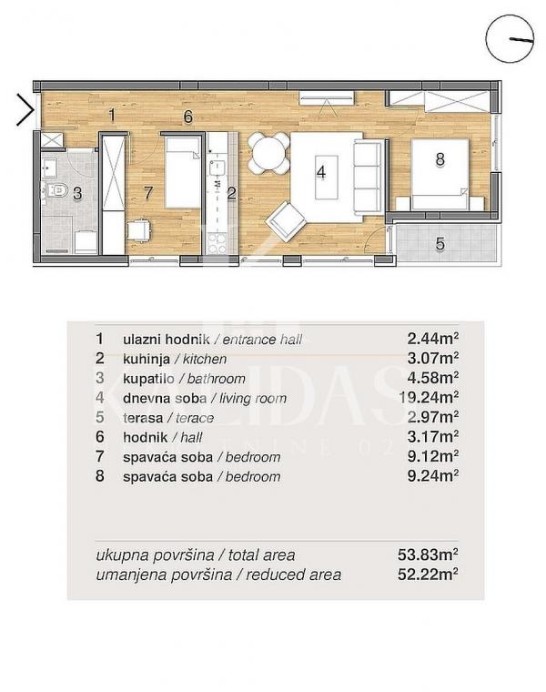 Slika 1 - Stan,NOVI SAD,ADICE,kv: 53, € 120390, ID: 1008902