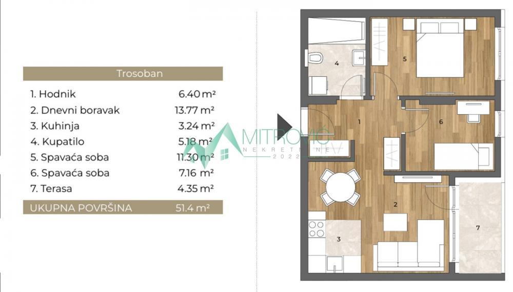 Glavna slika -Telep - Dvoiposoban stan 51 m² (ID: 1004681) 