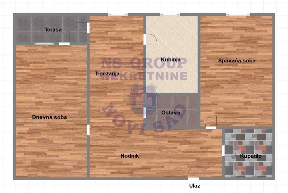 Slika 8 - Dvosoban, 64m2, Nova Detelinara Novi Sad, sa terasom, ima lift
