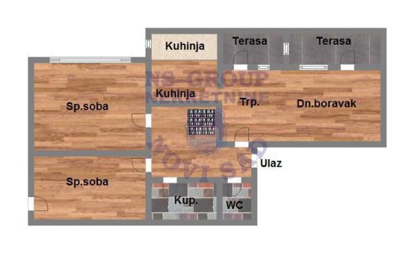 Slika 10 - Trosoban, 76m2, Liman 3 Novi Sad, sa terasom, ima lift