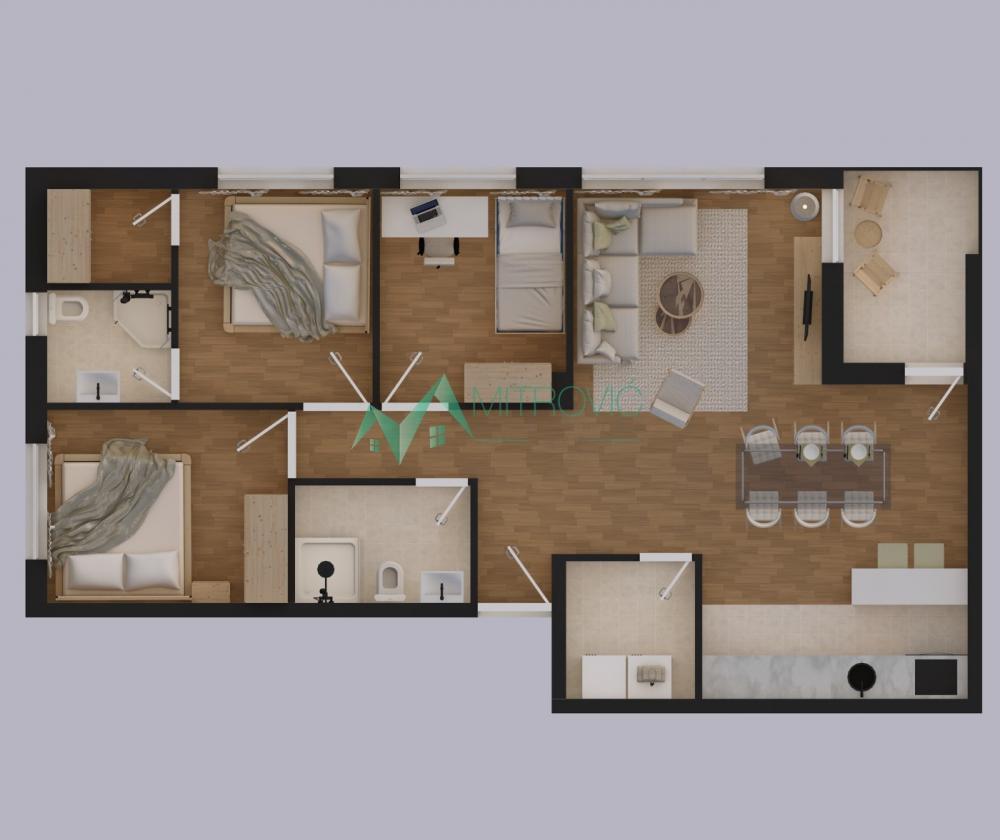 Slika 1 - VETERNIK – ČETVOROSOBAN STAN 74m² | 3 SPAVAĆE SOBE | GRATIS PARKING MESTO (ID: 1004773) 