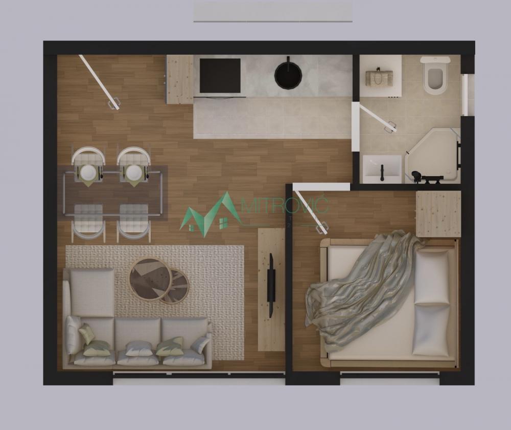 Slika 1 - VETERNIK – DVOSOBAN STAN U PRIZEMLJU | ODVOJENA SPAVAĆA SOBA 30m2 (ID: 1004771) 