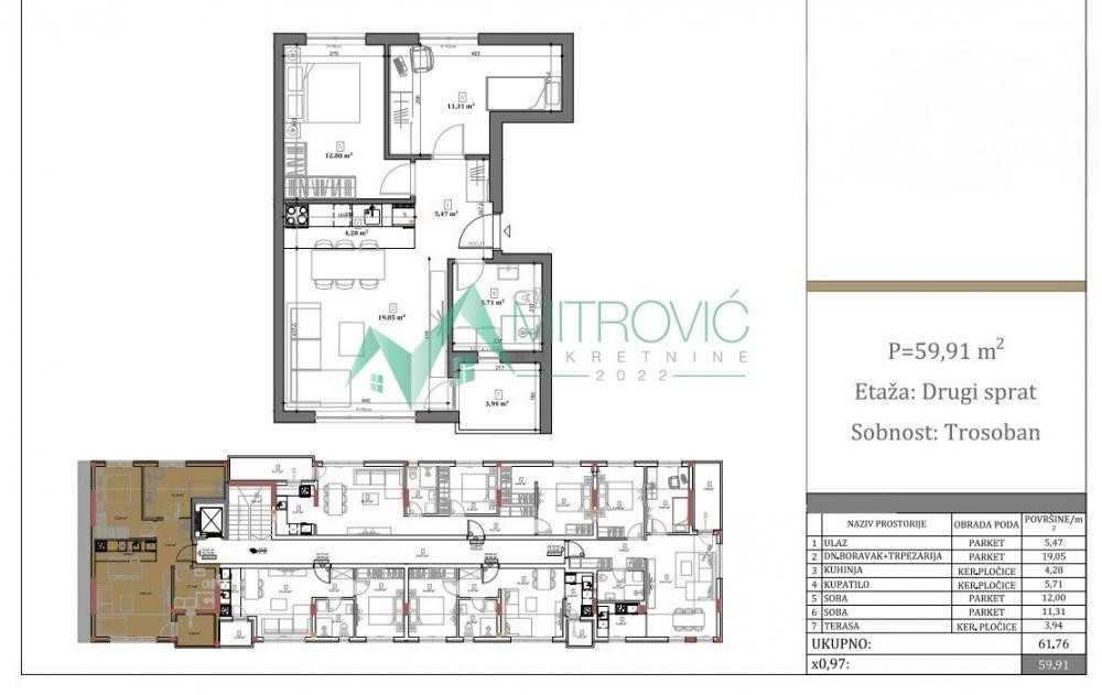 Glavna slika -Trosoban stan u novogradnji – Telep, 60 m² (Šifra: 1004799) 