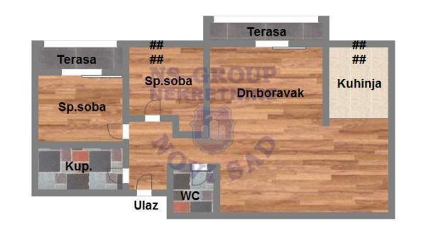 Slika 10 - Trosoban, 59m2, Nova Detelinara Novi Sad, sa terasom, ima lift